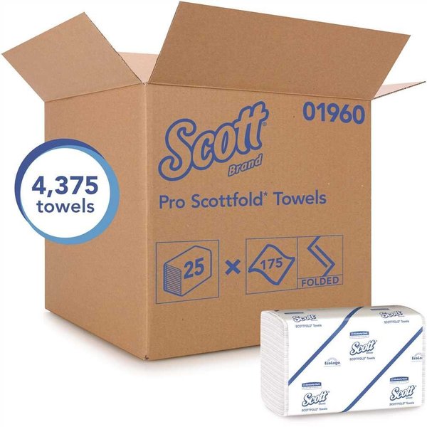 Scott White Old Multi-Fold Paper Towels Absorbency Pockets , 175 Towels/Packs, 4,375 Towels/Case, 25PK 01960